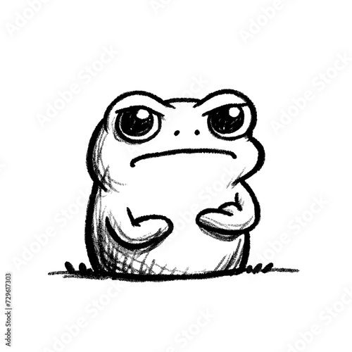 Angry frog, in the style of childish hand drawn drawing