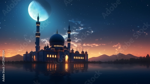 Glowing background for muslim feast in holy month of Ramadan Kareem © Derby