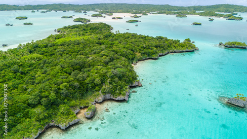 Islands of Fiji from drone above