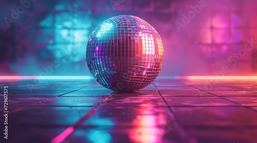 Glowing neon signs reflecting off a disco ball, evoking memories of '80s dance floors