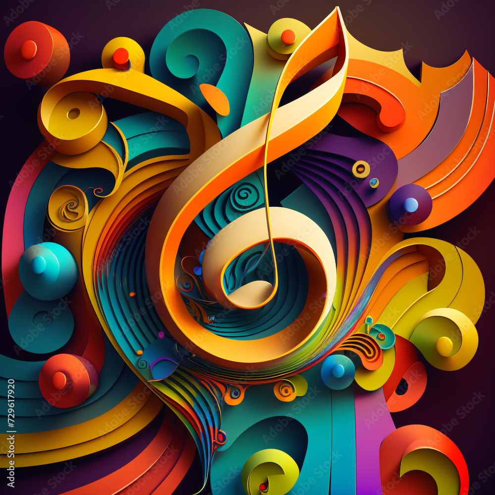 modern and abstract multicolor music background with clef