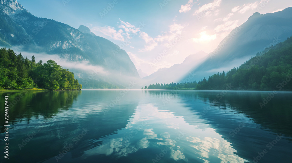 Tranquil Dawn: Serenity at the Mountain Lake
