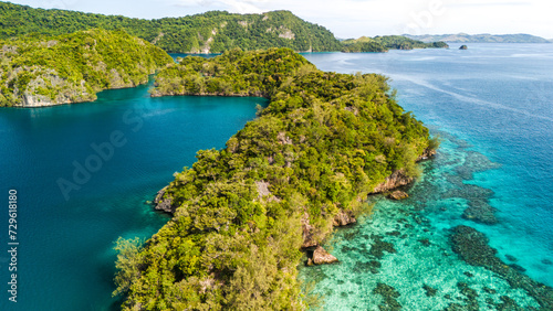 Landscape drone view of Vanua Balavu Bay of Islands in Fiji  photo