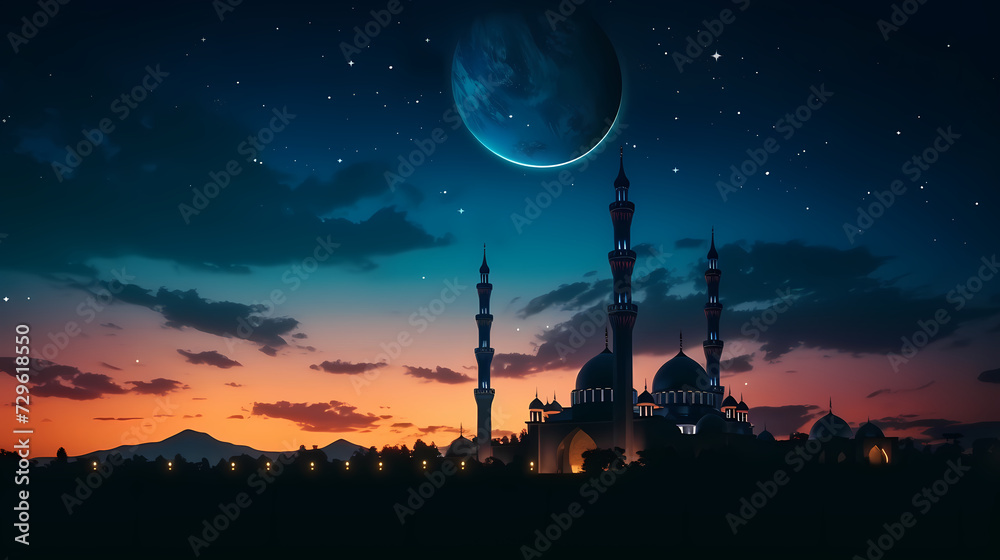 Glowing background for muslim feast in holy month of Ramadan Kareem