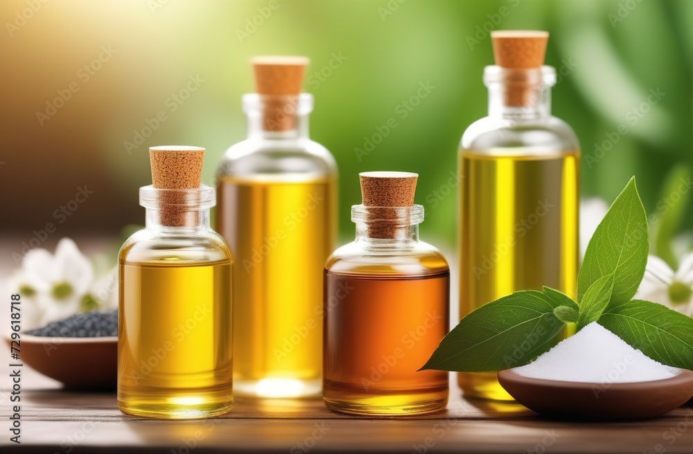 bottles of oil with rosemary