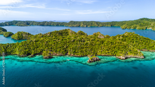 Landscape drone view of Vanua Balavu Bay of Islands in Fiji  photo