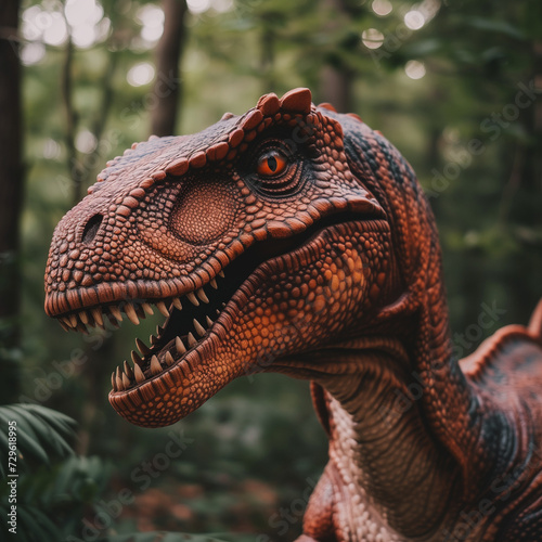Realistic Dinosaur Model in Lush Forest Setting