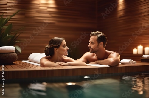 Couple relaxing in spa