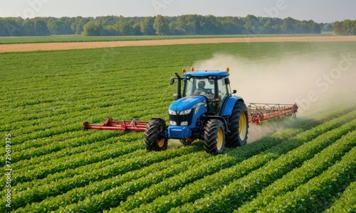 Agricultural Elegance: Modern Tractor Blessing Soybean Fields with Care