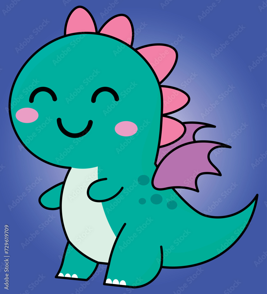 Fototapeta premium Cute dinosaur illustration in childish theme and colors, vector for backgrounds