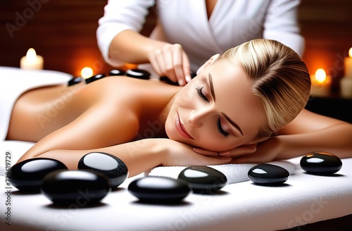 woman relaxing, massage in spa salon