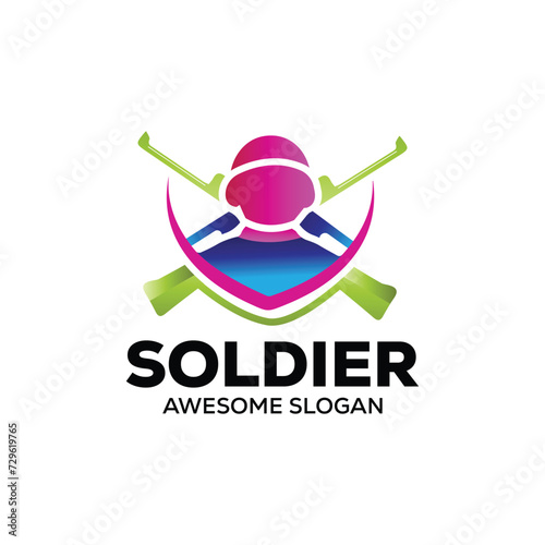Military soldier war logo  template mascot esport gaming logo Soldier special force vector icon. 