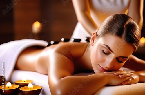 woman relaxing, massage in spa salon