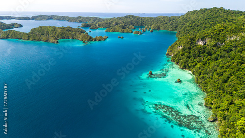 Landscape drone view of Vanua Balavu Bay of Islands in Fiji  photo