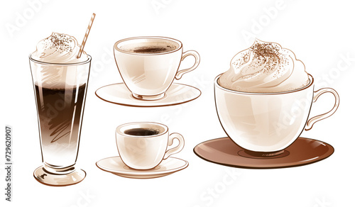 Vector illustration set of coffee cups