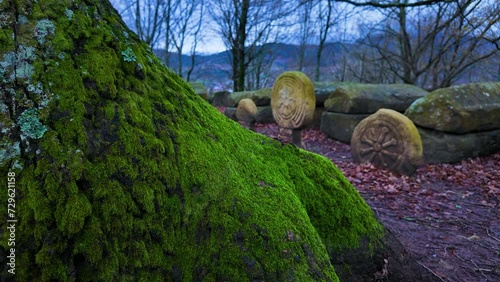 Tombs from the 7th to 9th centuries in the Necropolis of Argiñeta in the town of Elorrrio. Municipality of Elorrio. Duranguesado region. Bizkaia. Basque Country. Spain. Europe