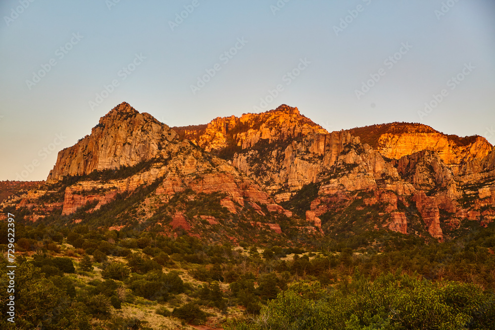 Sedona Mountain Majesty at Golden Hour with Lush Foreground