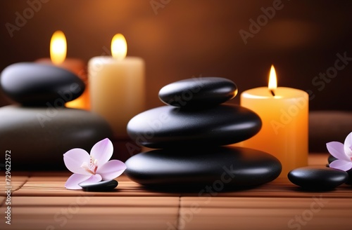 spa still life with candles and stones