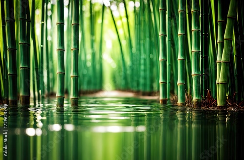 green bamboo forest in water