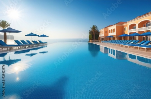 Spa resort and swimming pool in the luxury hotel