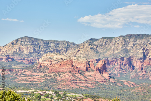 Sedona Red Rock Formations and Townscape from Above