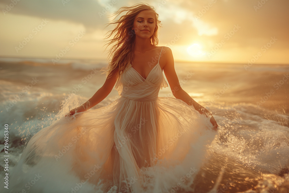 Young and beautiful woman enjoying in the sea Young and beautiful woman enjoying in the sea