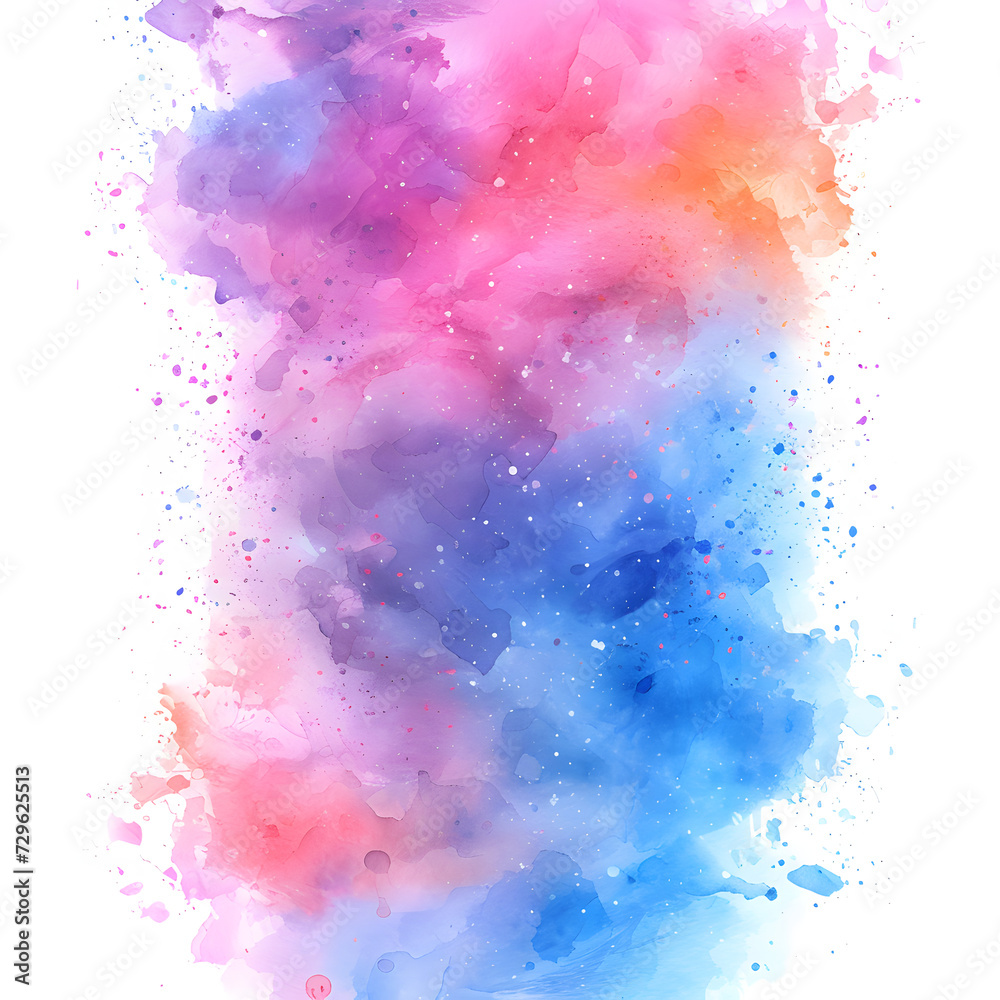Intense color burst of watercolor, merging warmth with coolness.