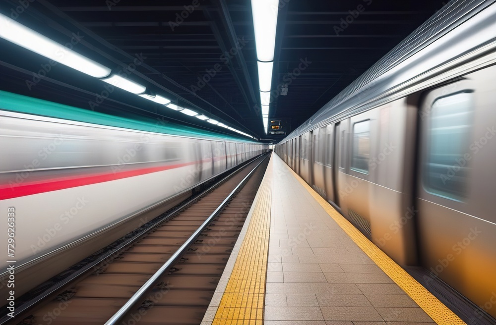 Subway train in motion blur