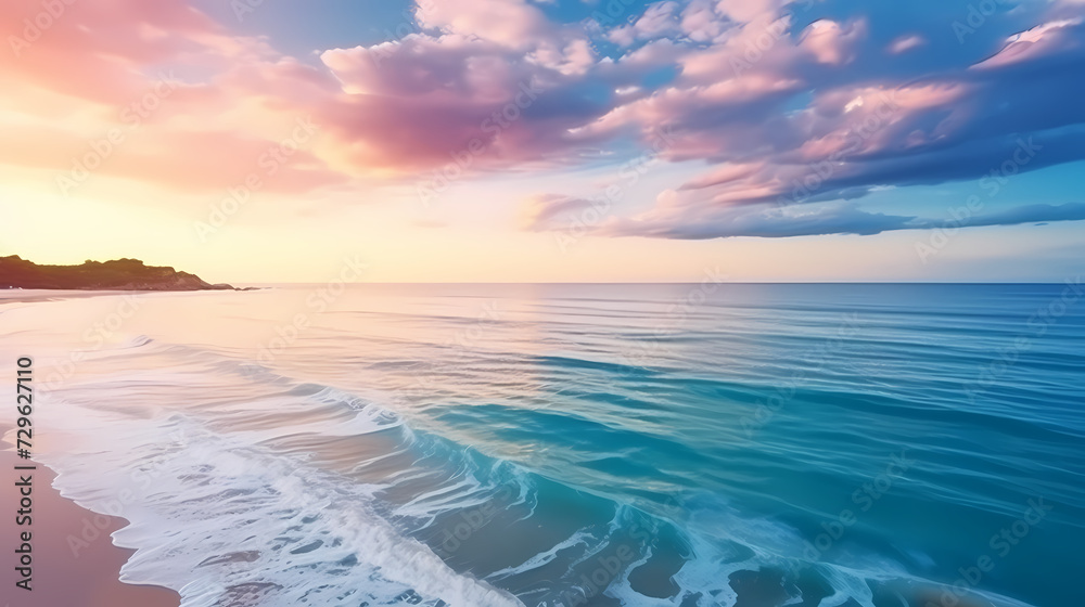 Naklejka premium Aerial view of beautiful beach, simple, calm composition in clear blue