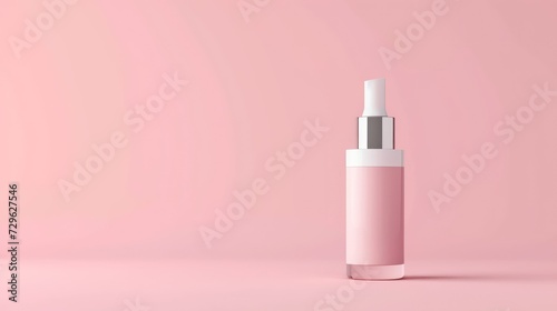 A blank cosmetic product mockup, set against a pink studio background, providing ample space for text placement