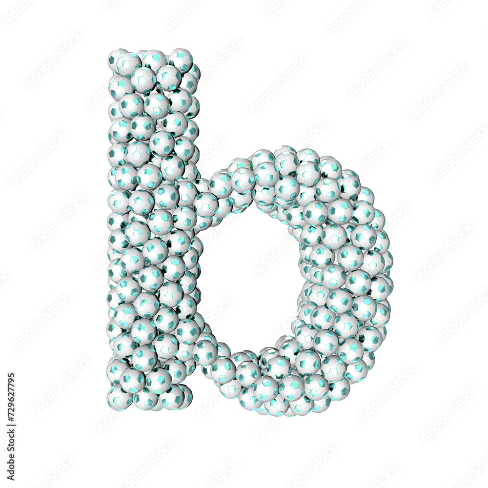 Symbol made from turquoise soccer balls. letter b Symbol made from turquoise soccer balls. letter b