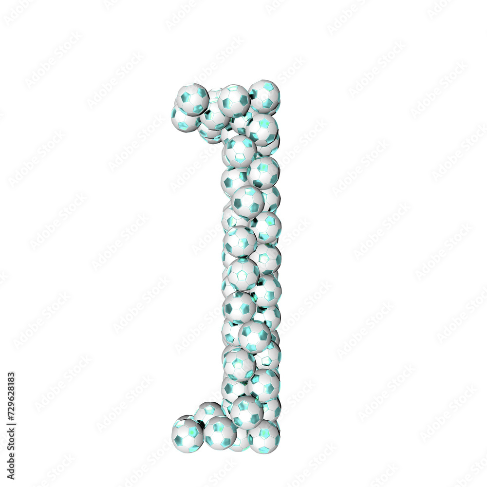 Symbol made from turquoise soccer balls Symbol made from turquoise soccer balls