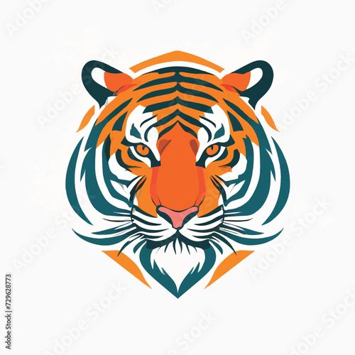 Fototapeta Naklejka Na Ścianę i Meble -  Roaring Tiger Emblem on Pure White Canvas: Unleash Your Strength , tiger logo on a white background.