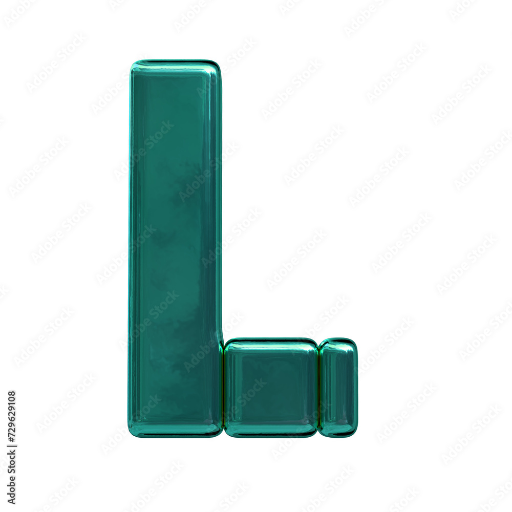 Symbol made of turquoise vertical blocks. letter l