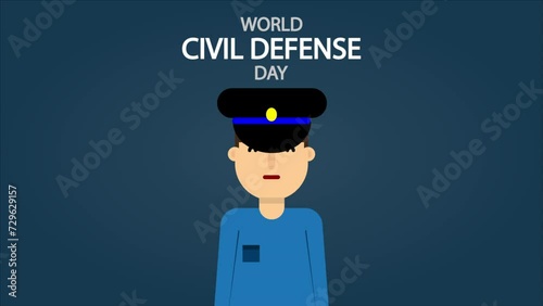 Civil Defense World Day police, art video illustration. photo