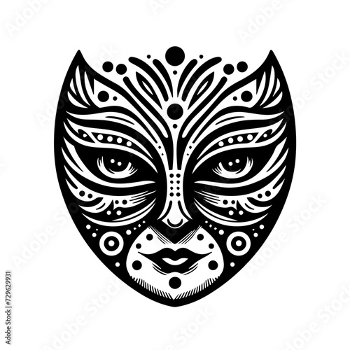 Vector illustration of a carnival mask on white separate background