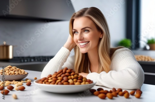woman holding bowl of nuts