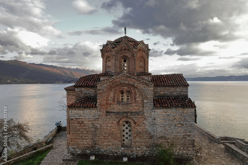Church of Saint John the Theologian at Kaneo -Sveti Jovan Kaneo- on the cliff overlooking Kaneo beach and the lake. Ohrid-North Macedonia-292