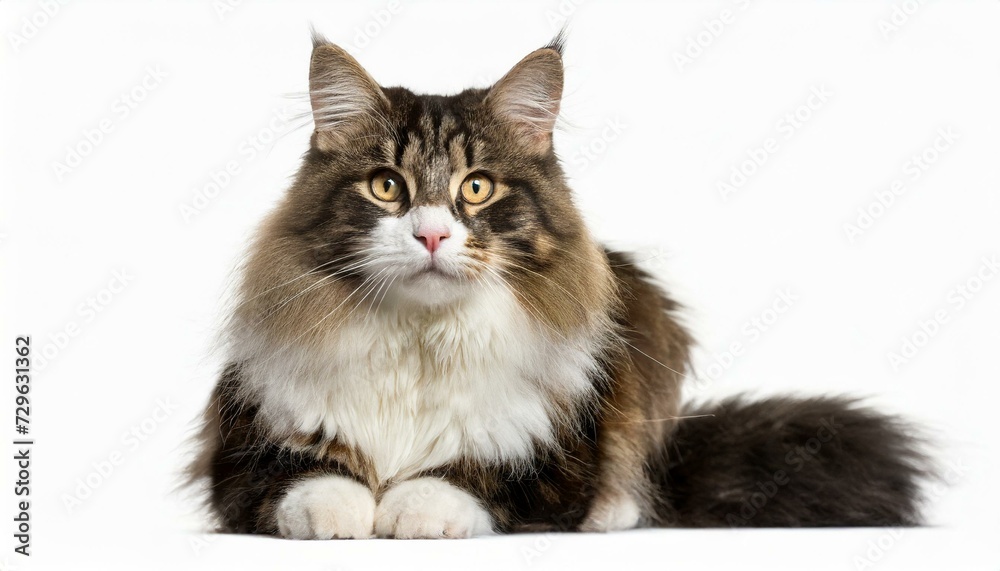 Norwegian Forest cat isolated on white 