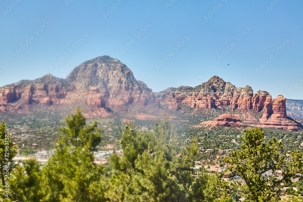 Sedona Red Rock Mountains with Lush Greenery and Community