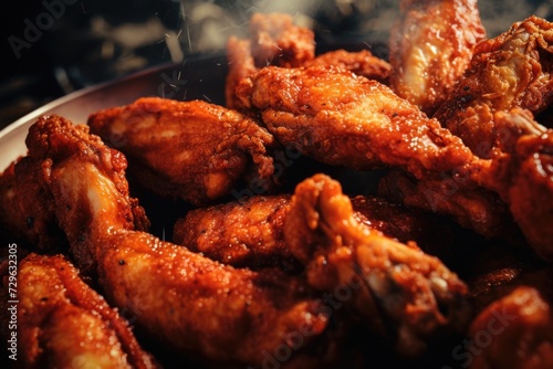 Close up of fried chicken wings