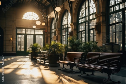 Interior of a train station