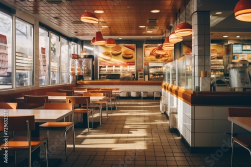 Interior of a fast food restaurant photo