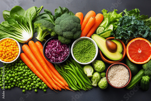 vege life, vegetables arranged, composition made of fresh vegetables