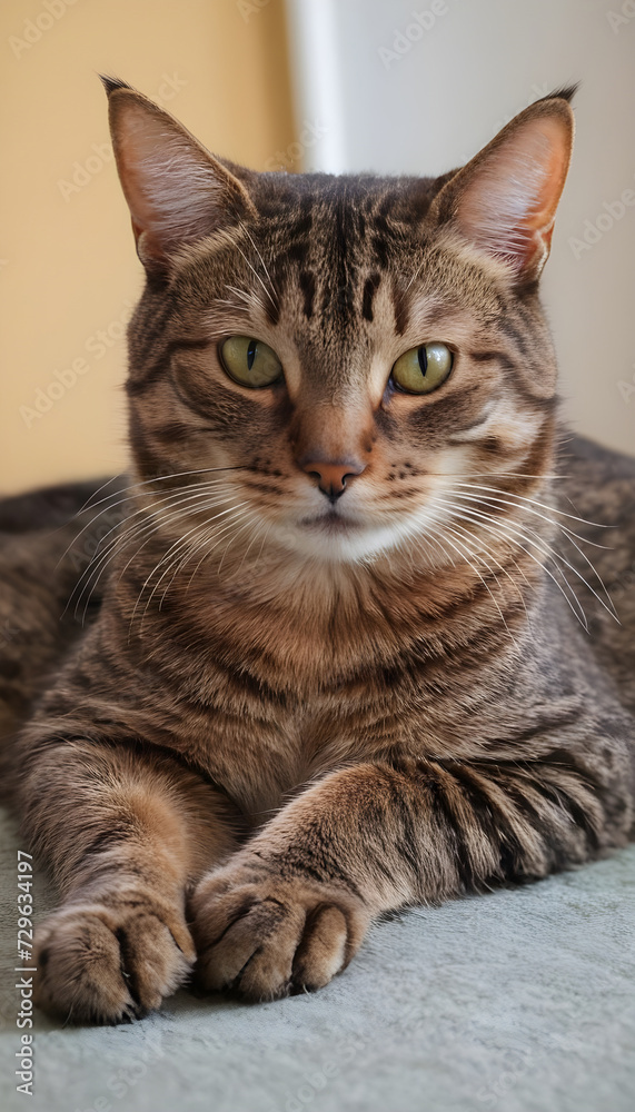 Brown tabby cat closeup