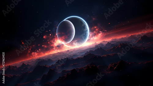 Space galaxy background, 3D illustration of nebulae in the universe