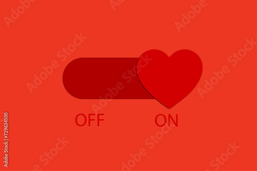 red heart in the form of a switch button. creative expression of love. vector
