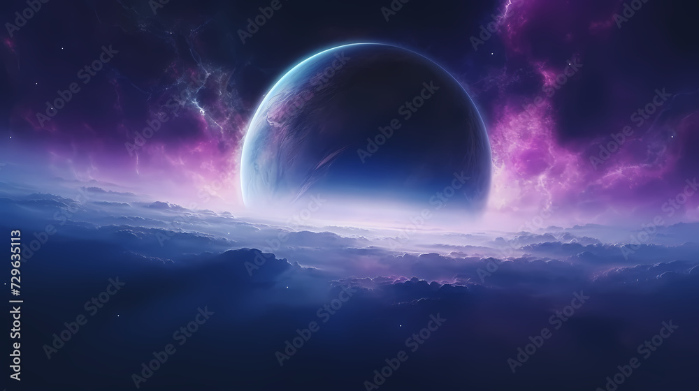 Space galaxy background, 3D illustration of nebulae in the universe