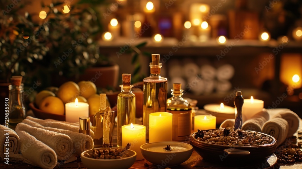 a table topped with lots of candles and bottles filled with different types of candles and bottles filled with different types of candles and bottles filled with different types of candles. a table topped with lots of candles and bottles filled with different types of candles and bottles filled with different types of candles and bottles filled with different types of candles.