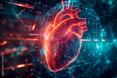 digital heart is shown in an abstract animation